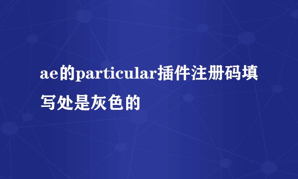 ae的particular插件注册码填写处是灰色的