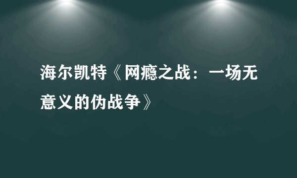 海尔凯特《网瘾之战：一场无意义的伪战争》
