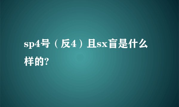 sp4号（反4）且sx盲是什么样的?