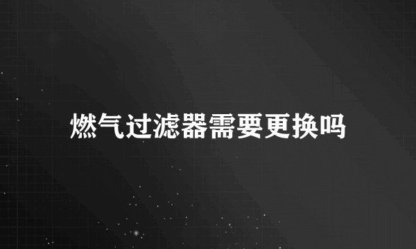燃气过滤器需要更换吗