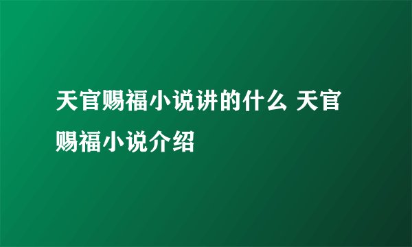 天官赐福小说讲的什么 天官赐福小说介绍