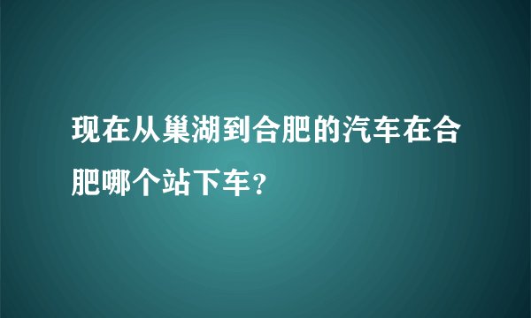 现在从巢湖到合肥的汽车在合肥哪个站下车?