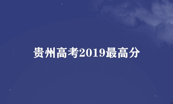 贵州高考2019最高分