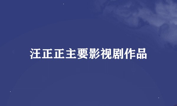 汪正正主要影视剧作品