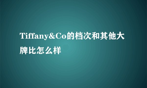 Tiffany&Co的档次和其他大牌比怎么样