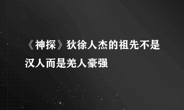 《神探》狄徐人杰的祖先不是汉人而是羌人豪强