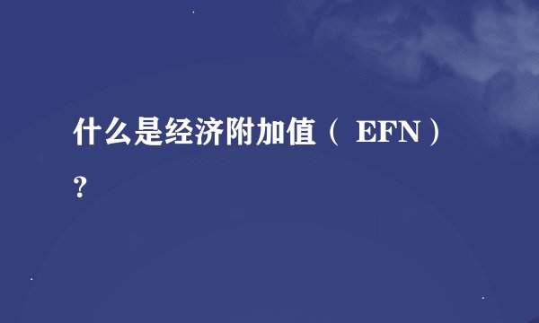 什么是经济附加值（ EFN）？