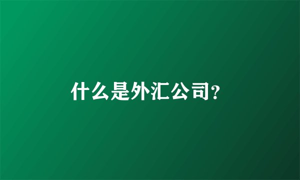 什么是外汇公司？