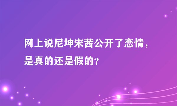 网上说尼坤宋茜公开了恋情，是真的还是假的？