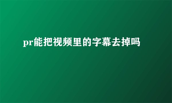 pr能把视频里的字幕去掉吗