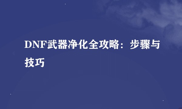 DNF武器净化全攻略：步骤与技巧