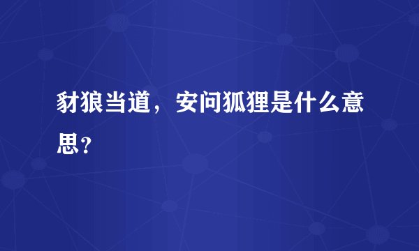 豺狼当道，安问狐狸是什么意思？
