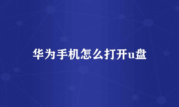华为手机怎么打开u盘