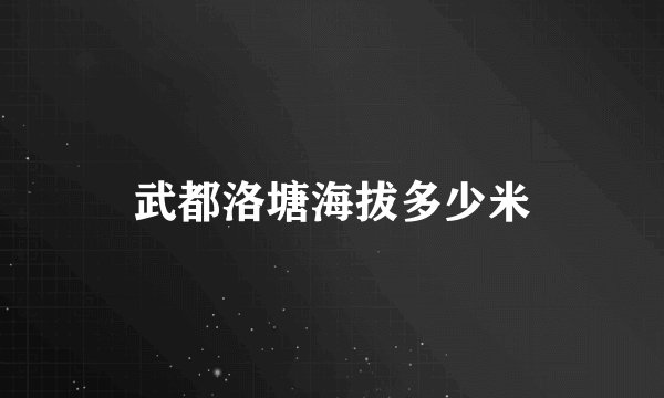 武都洛塘海拔多少米