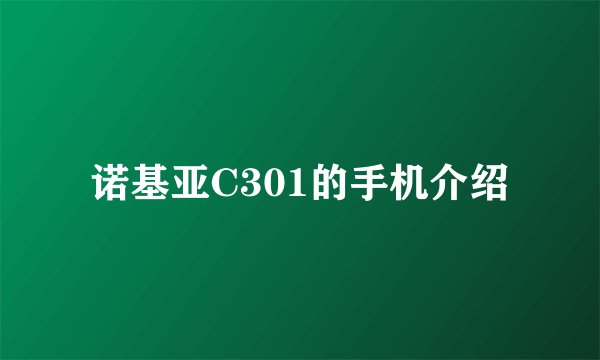 诺基亚C301的手机介绍
