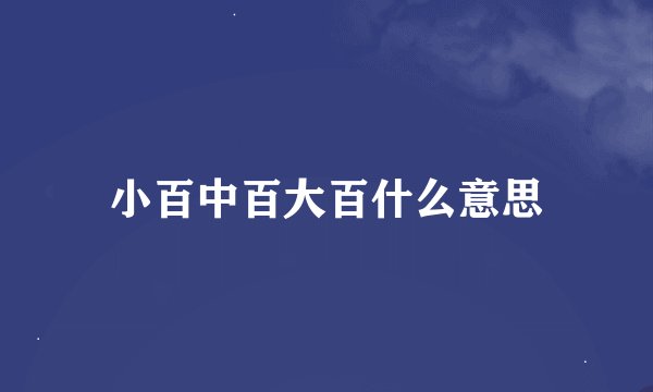小百中百大百什么意思