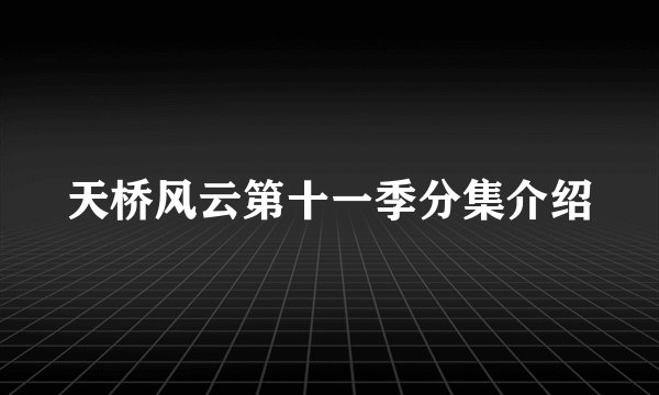 天桥风云第十一季分集介绍