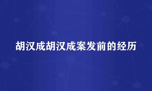 胡汉成胡汉成案发前的经历