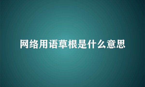网络用语草根是什么意思