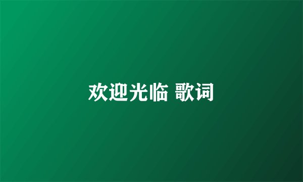 欢迎光临 歌词
