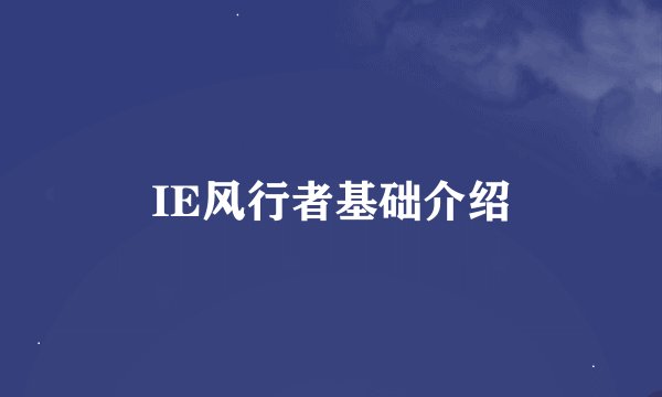 IE风行者基础介绍