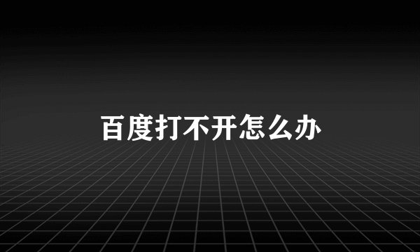 百度打不开怎么办
