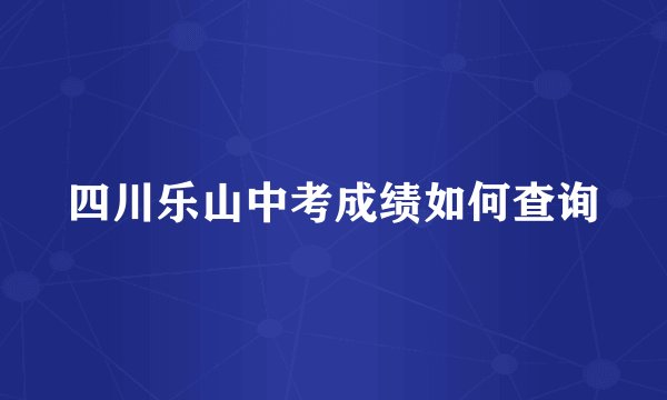 四川乐山中考成绩如何查询