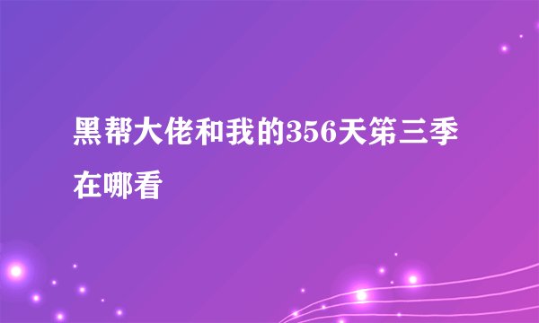 黑帮大佬和我的356天笫三季在哪看