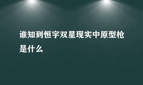 谁知到恒宇双星现实中原型枪是什么