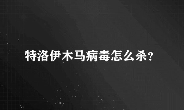 特洛伊木马病毒怎么杀？