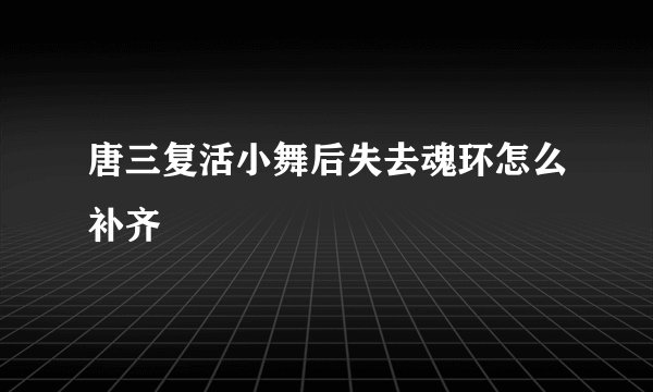 唐三复活小舞后失去魂环怎么补齐