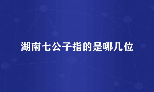 湖南七公子指的是哪几位