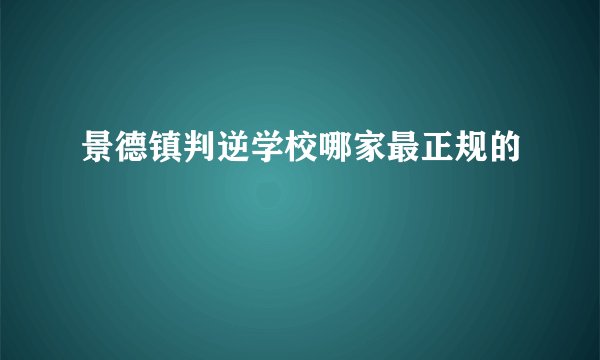 景德镇判逆学校哪家最正规的