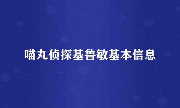 喵丸侦探基鲁敏基本信息
