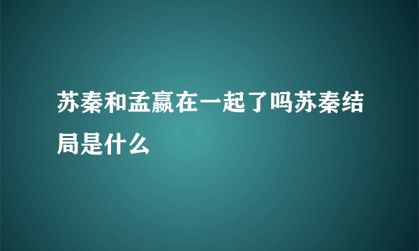 苏秦和孟嬴在一起了吗苏秦结局是什么
