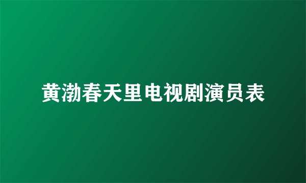 黄渤春天里电视剧演员表