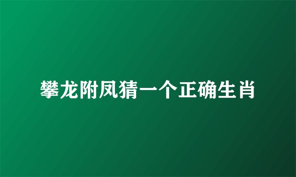 攀龙附凤猜一个正确生肖
