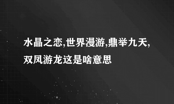 水晶之恋,世界漫游,鼎举九天,双凤游龙这是啥意思