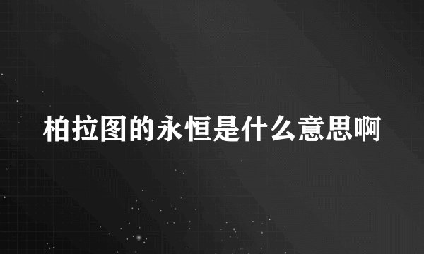 柏拉图的永恒是什么意思啊