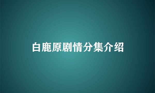 白鹿原剧情分集介绍