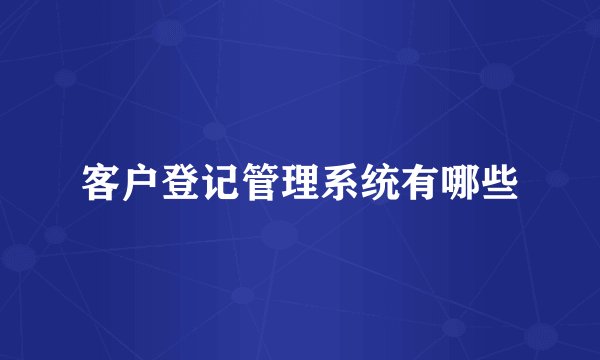 客户登记管理系统有哪些