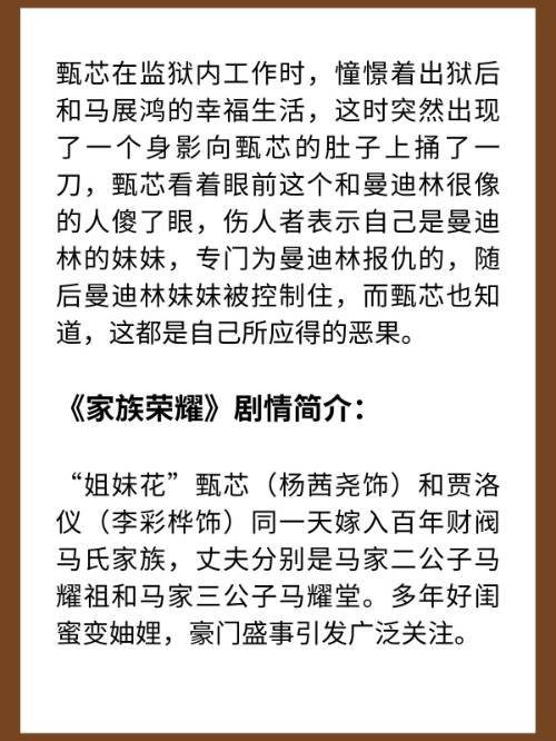 《家族荣耀》大结局是什么?
