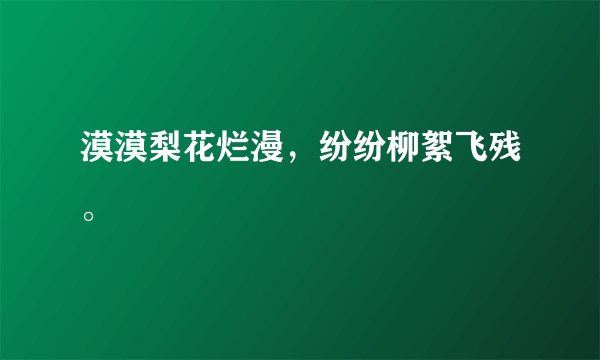 漠漠梨花烂漫，纷纷柳絮飞残。
