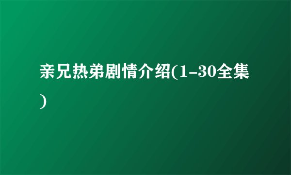 亲兄热弟剧情介绍(1-30全集)