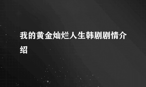 我的黄金灿烂人生韩剧剧情介绍