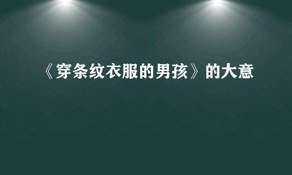 《穿条纹衣服的男孩》的大意