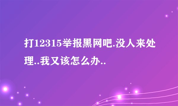 打12315举报黑网吧.没人来处理..我又该怎么办..