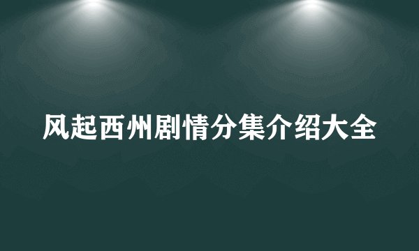 风起西州剧情分集介绍大全