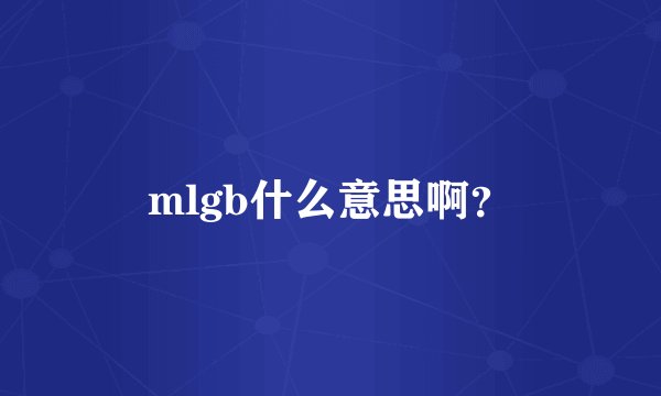 mlgb什么意思啊？