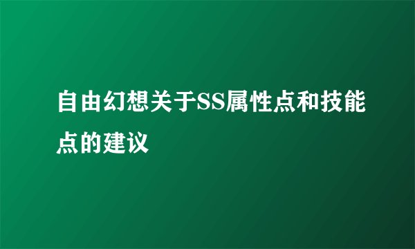 自由幻想关于SS属性点和技能点的建议